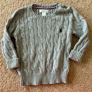 Polo Ralph Lauren Toddler Grey Cable Knit Sweater Long Sleeve Size 18mo
